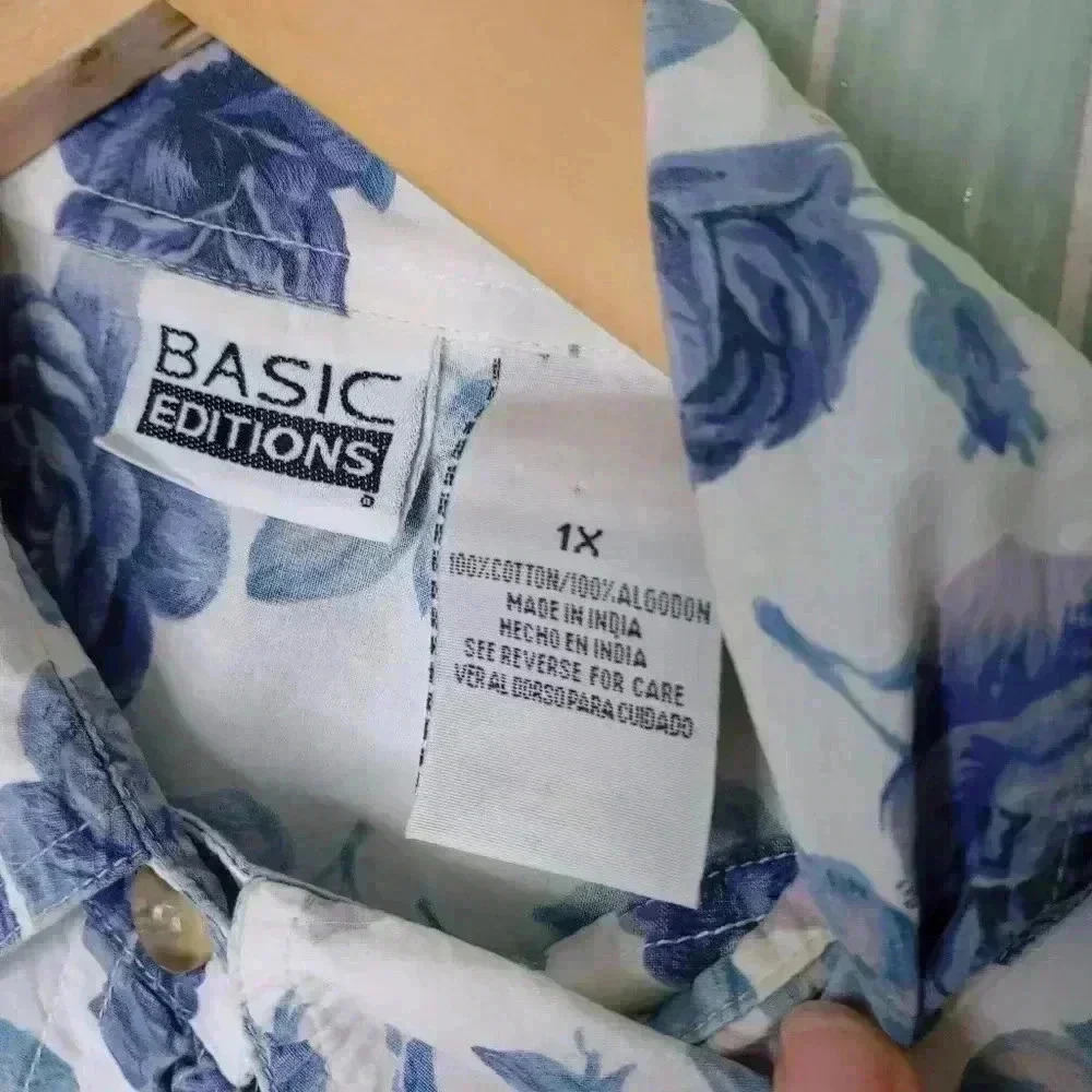 Basic Edition Floral Short Sleeve Button Down Flo… - image 7